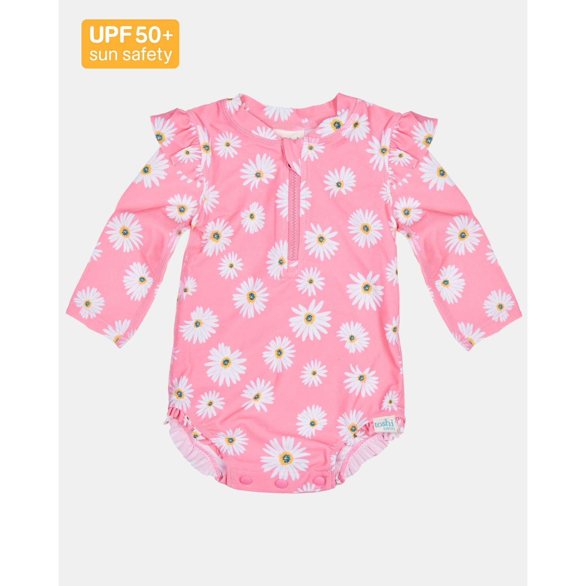 Swim Onesie L/S Ripple - Daisy Watermelon