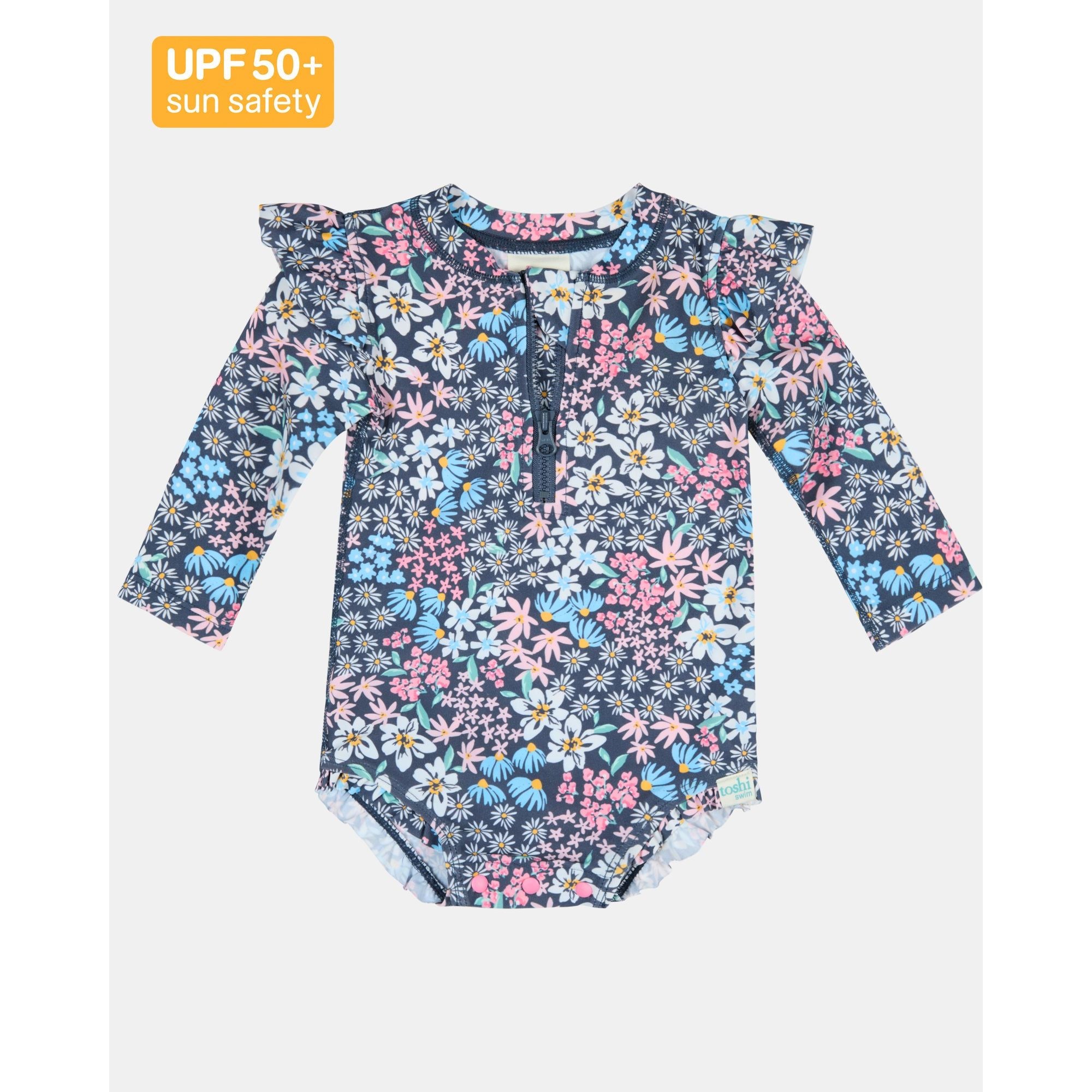 Swim Onesie L/S Ripple - Wattle Dusk