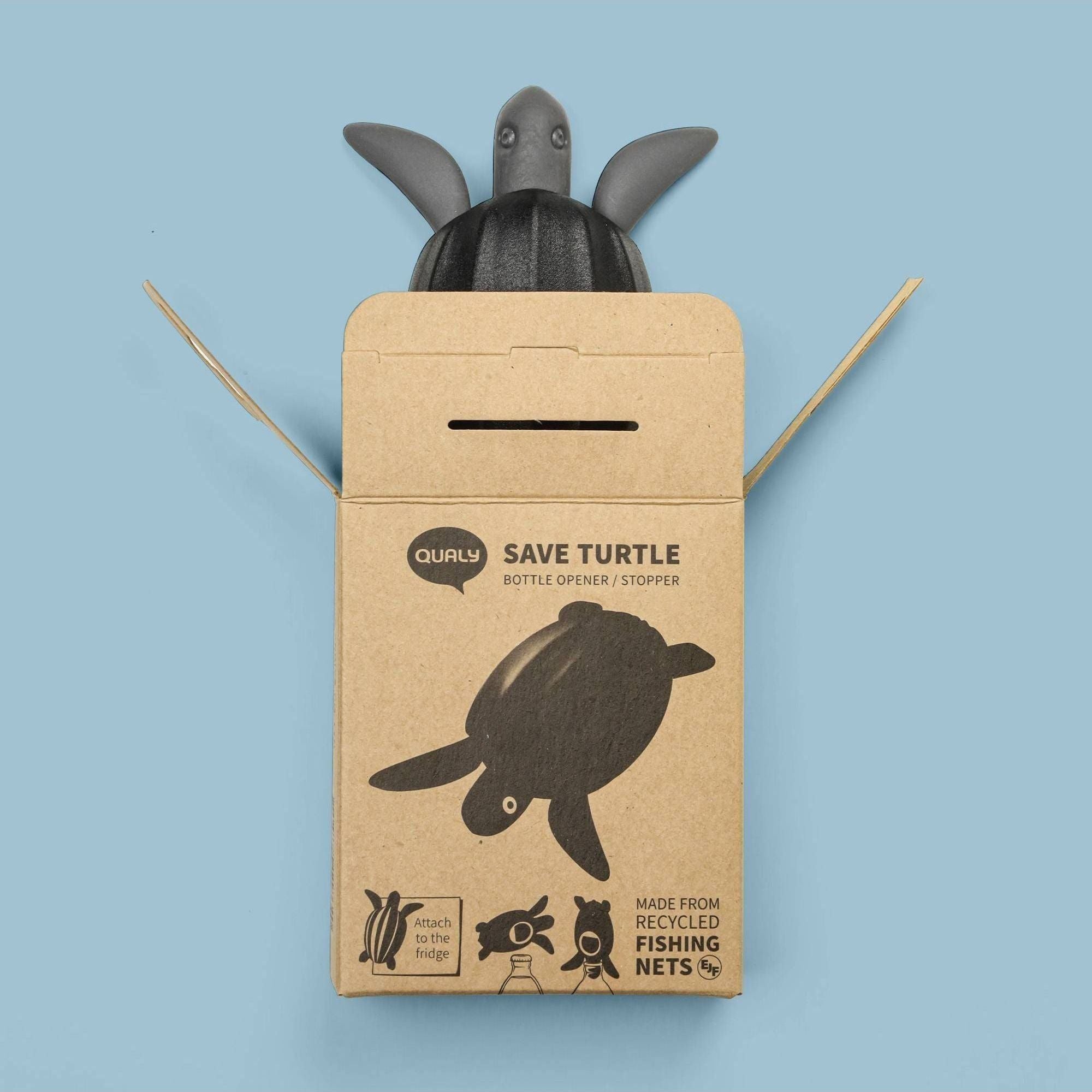TURTLE BOTTLE STOPPER & OPENER - BLACK/GREY