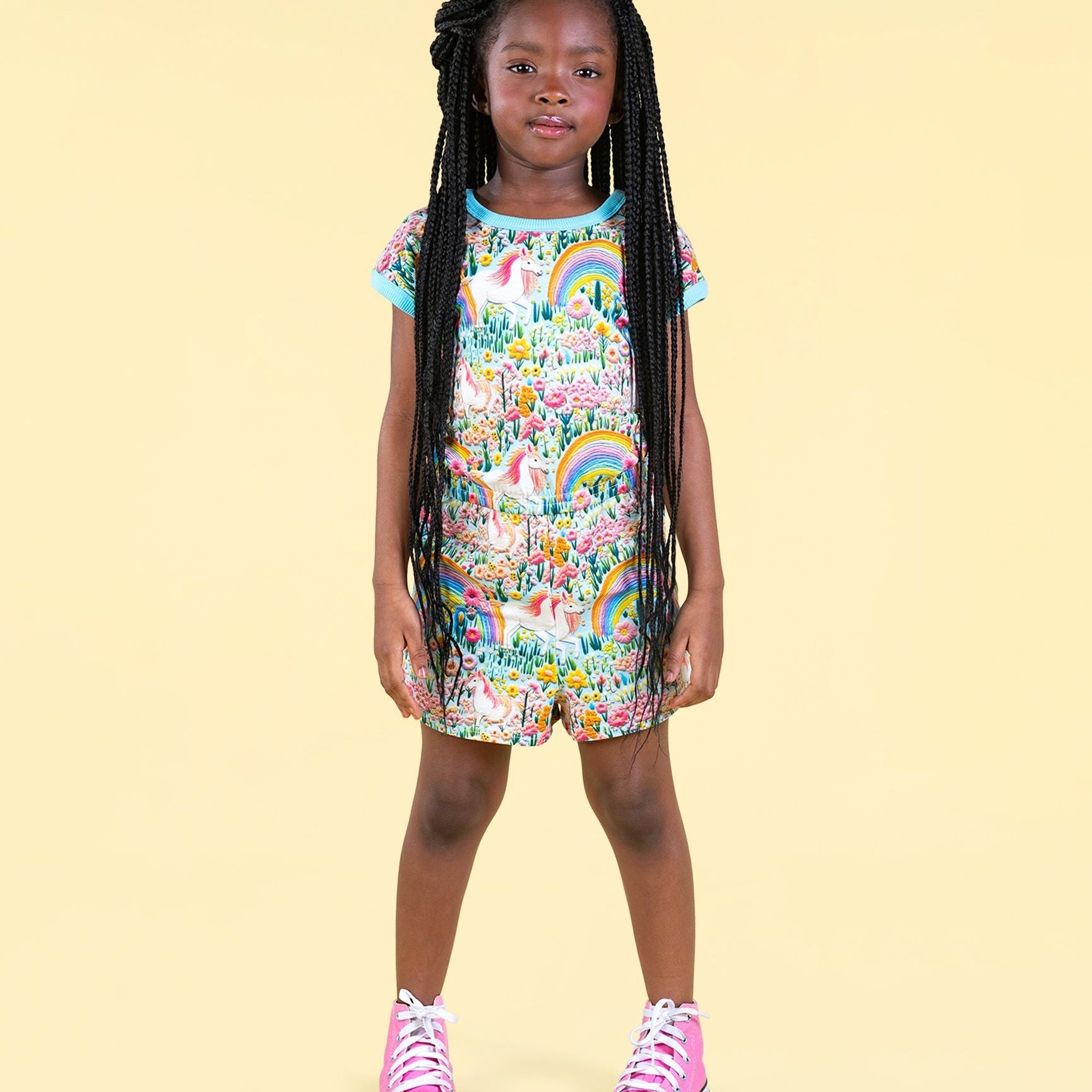 EMBROIDERED UNICORNS ROMPER