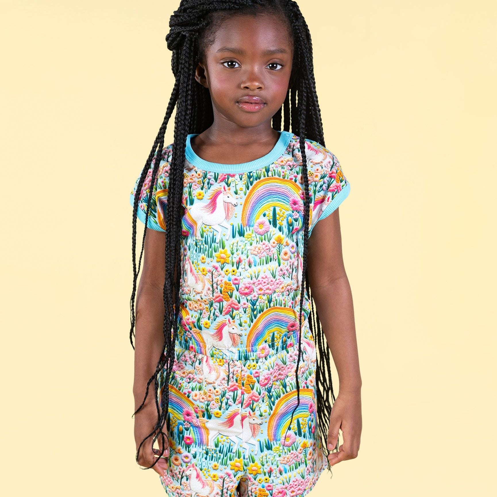 EMBROIDERED UNICORNS ROMPER