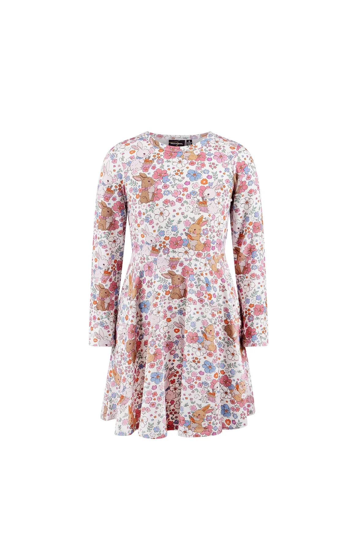 DITSY BUNNY L/S WAISTED DRESS