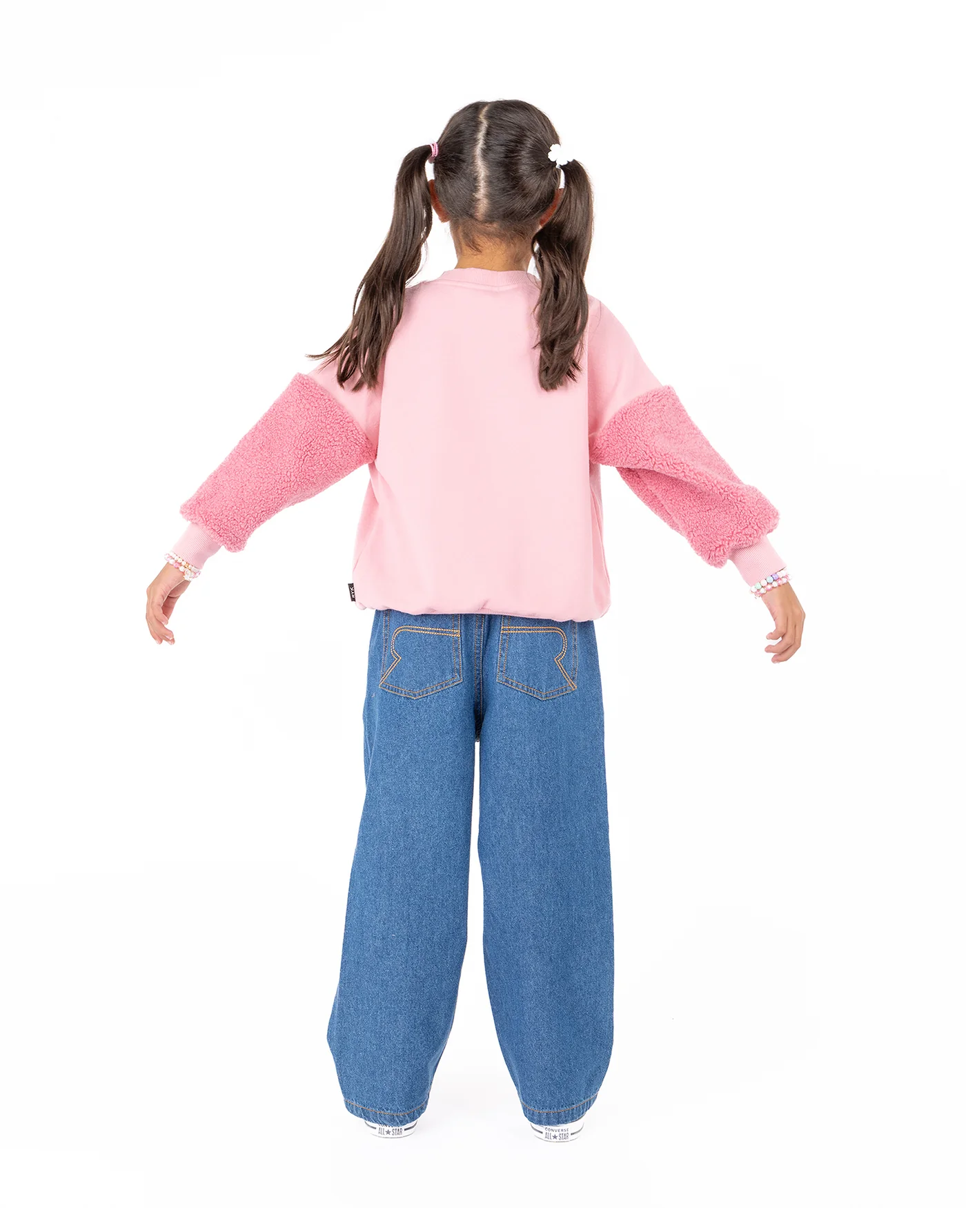 BUNNY SHERPA SLEEVE SWEATSHIRT