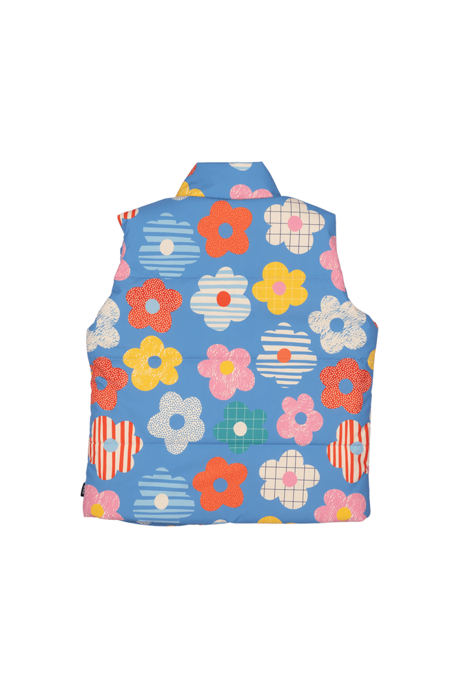 HAPPY FLOWERS PADDED VEST WITH LINING