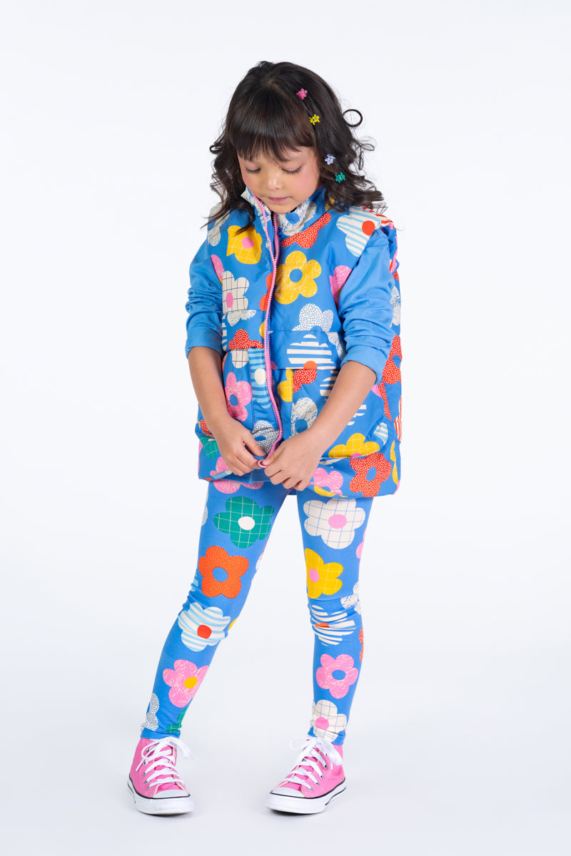 HAPPY FLOWERS PADDED VEST WITH LINING