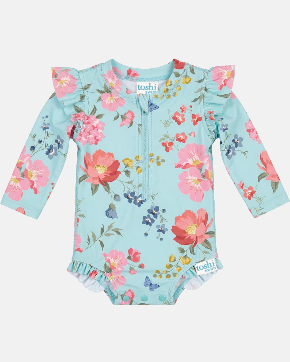 Swim Onesie L/S Twinkle Aqua Garden