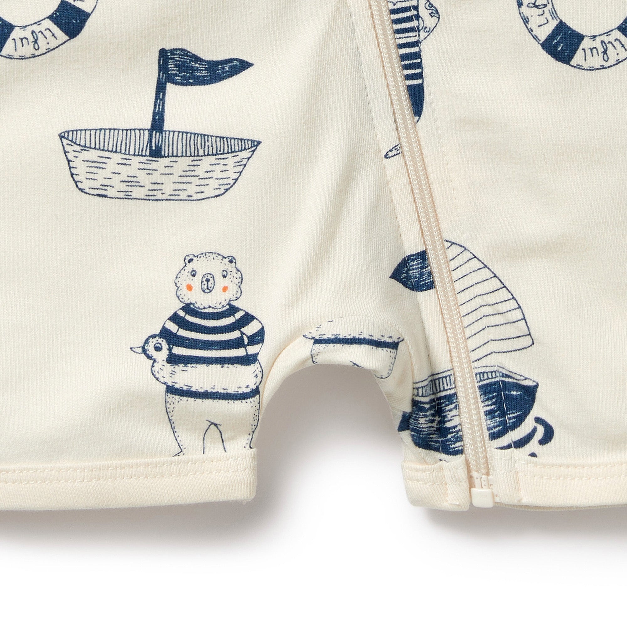 Nautical Bear Organic Boyleg Zipsuit
