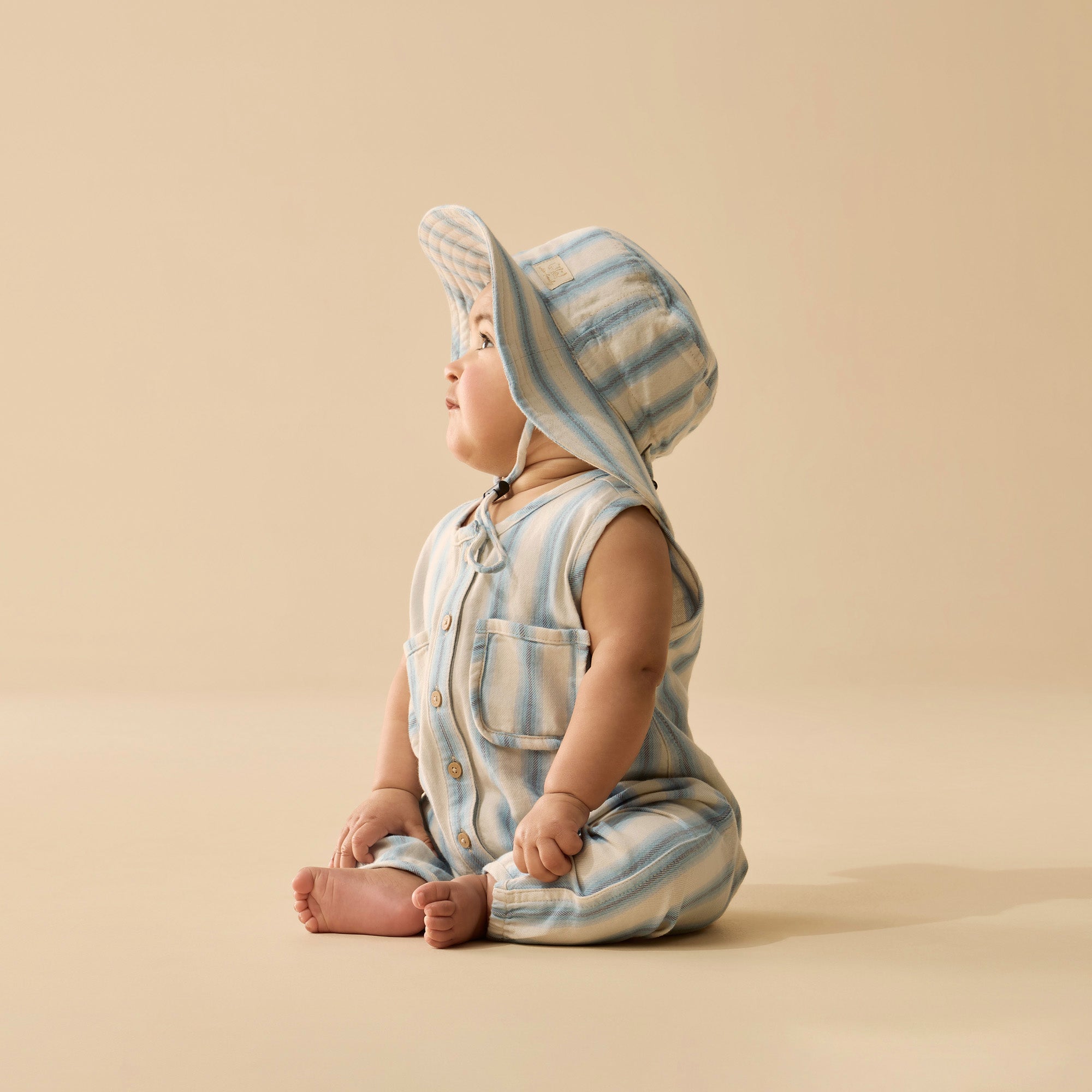 Deep Blue Stripe Organic Sun Hat