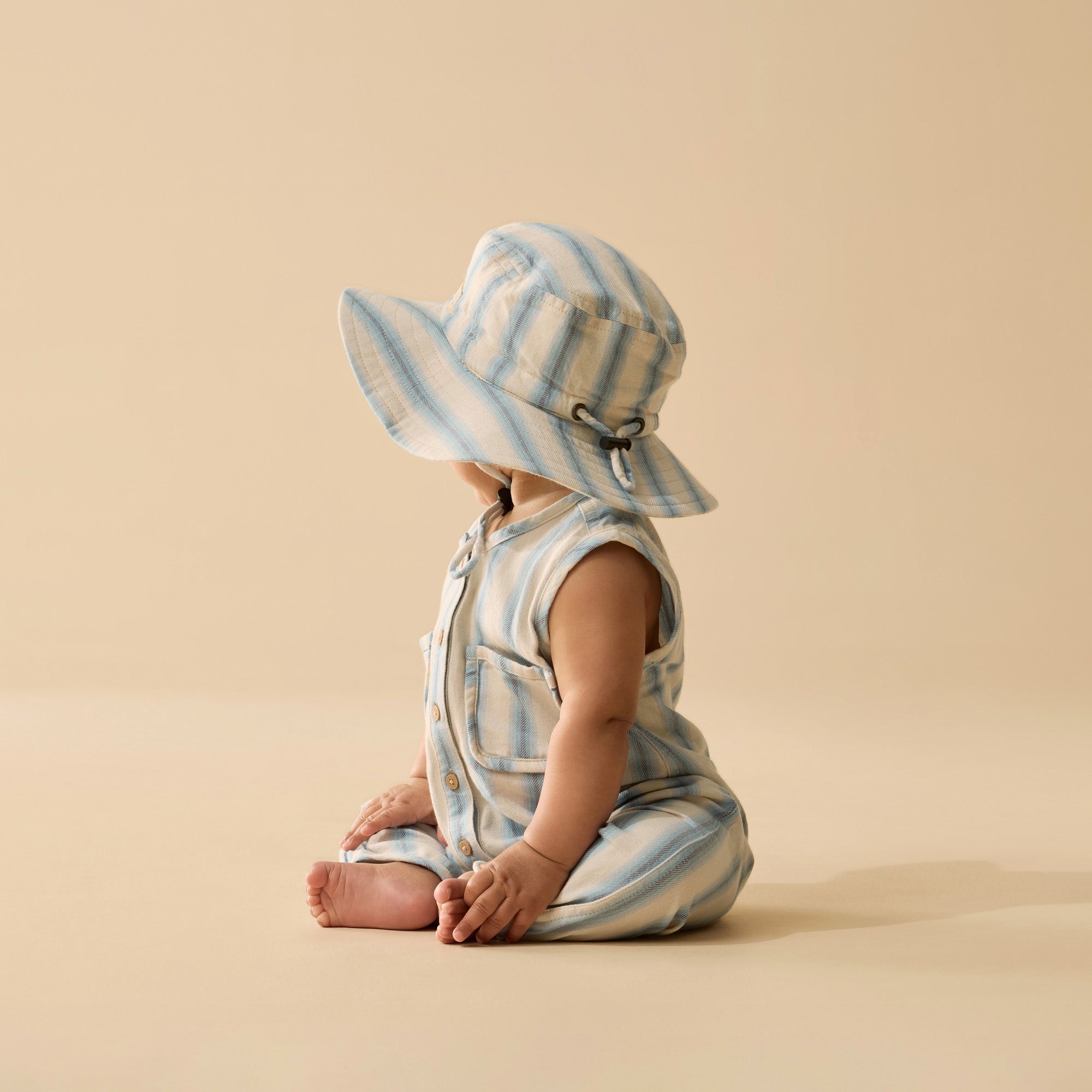 Deep Blue Stripe Organic Sun Hat