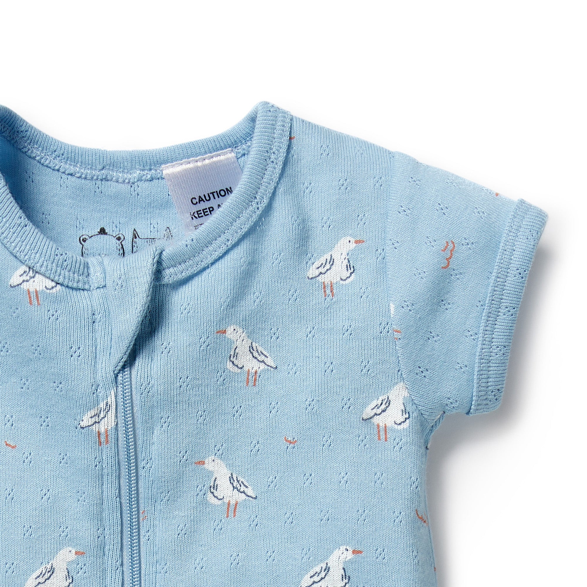 Sunny Seagulls Organic Pointelle Boyleg Zipsuit