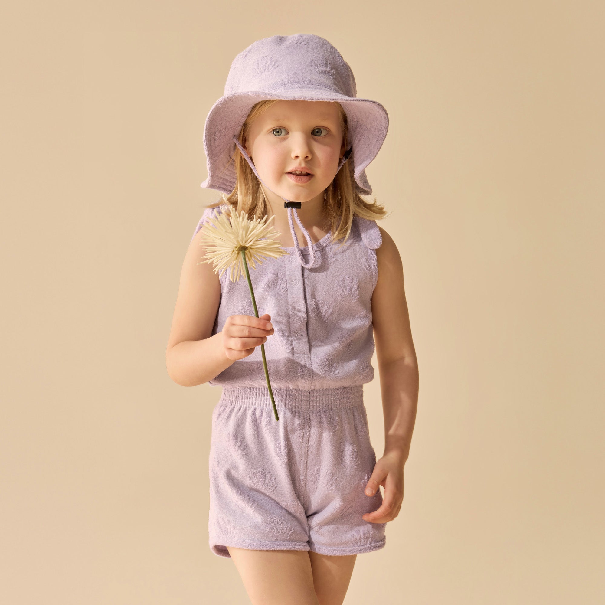 Lavender Shells Organic Terry Sun Hat