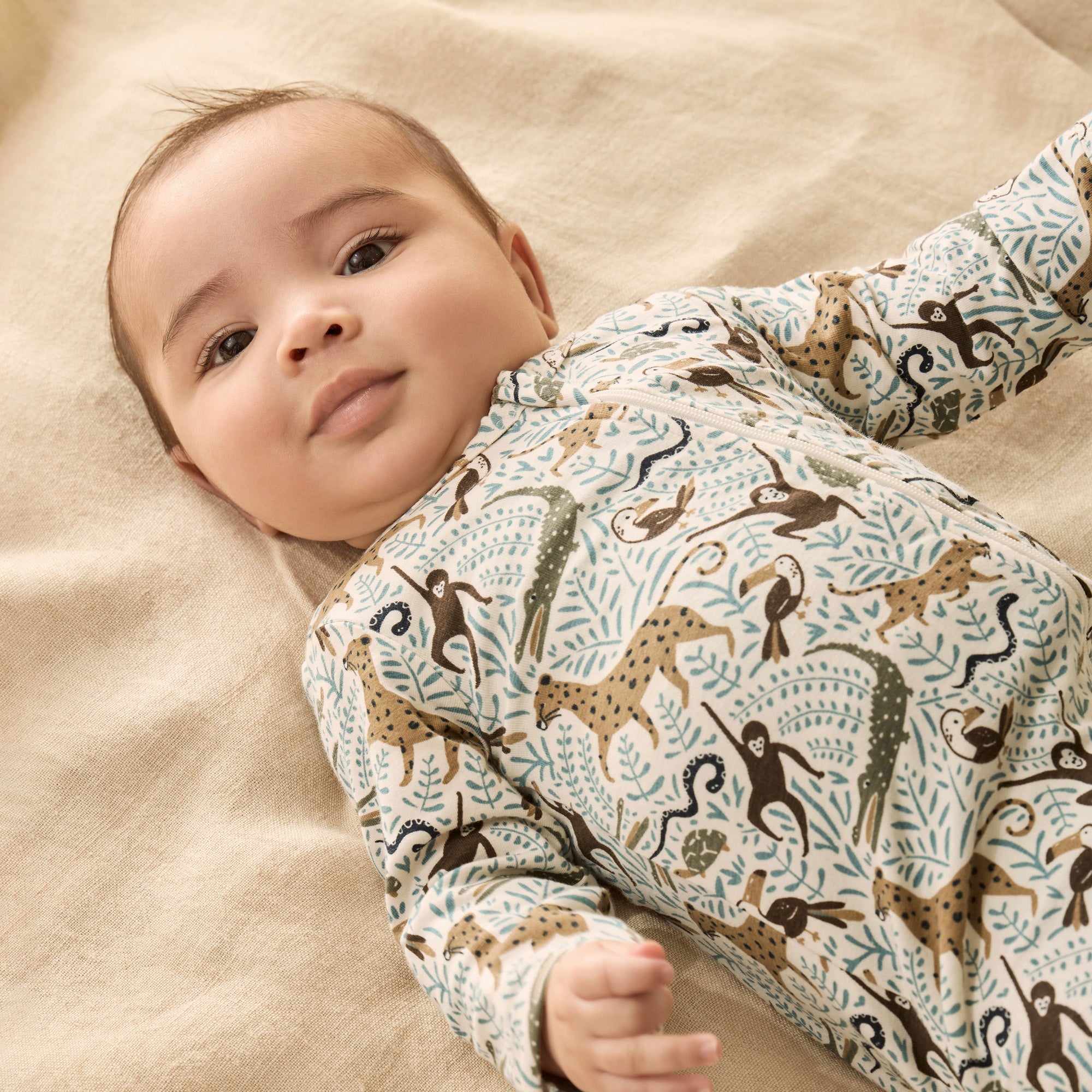 Mini Jungle Organic Zipsuit with Feet
