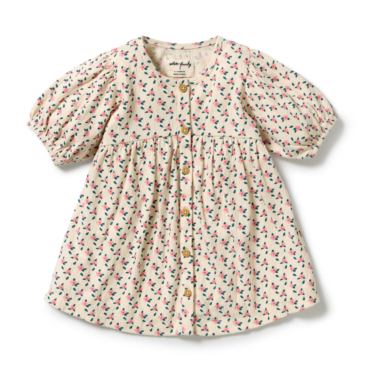 Little Blossom Organic Crinkle Button Dress