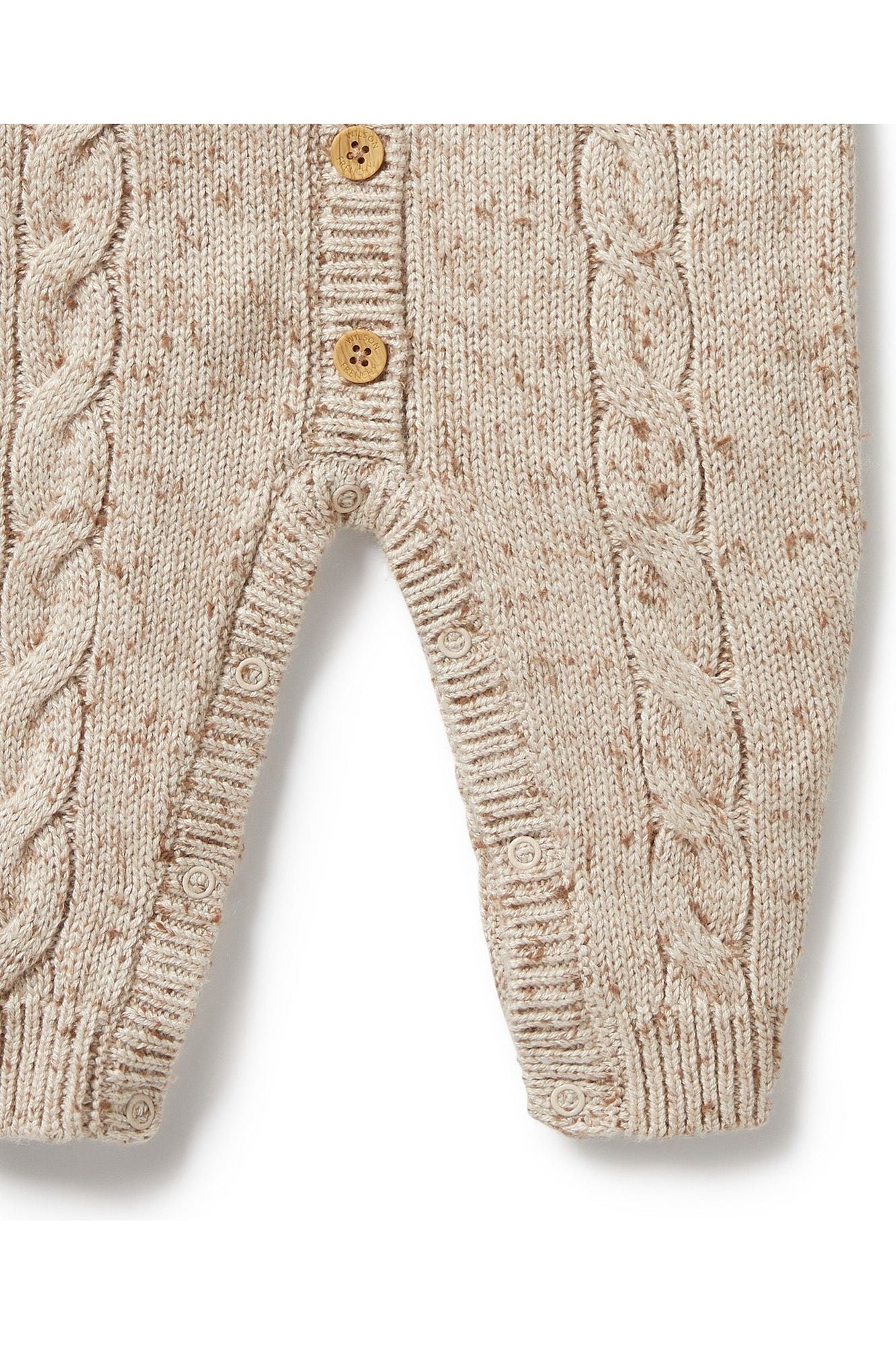 Almond Fleck Knitted Cable Growsuit