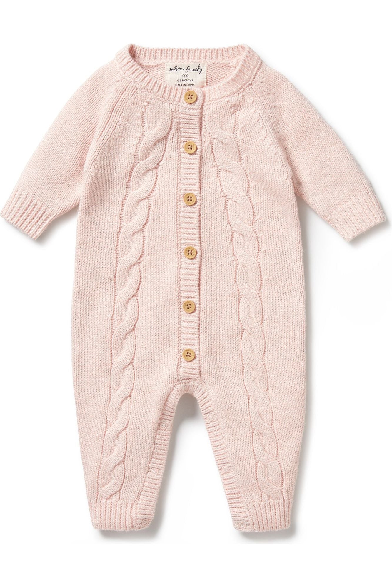 Pink Knitted Cable Growsuit