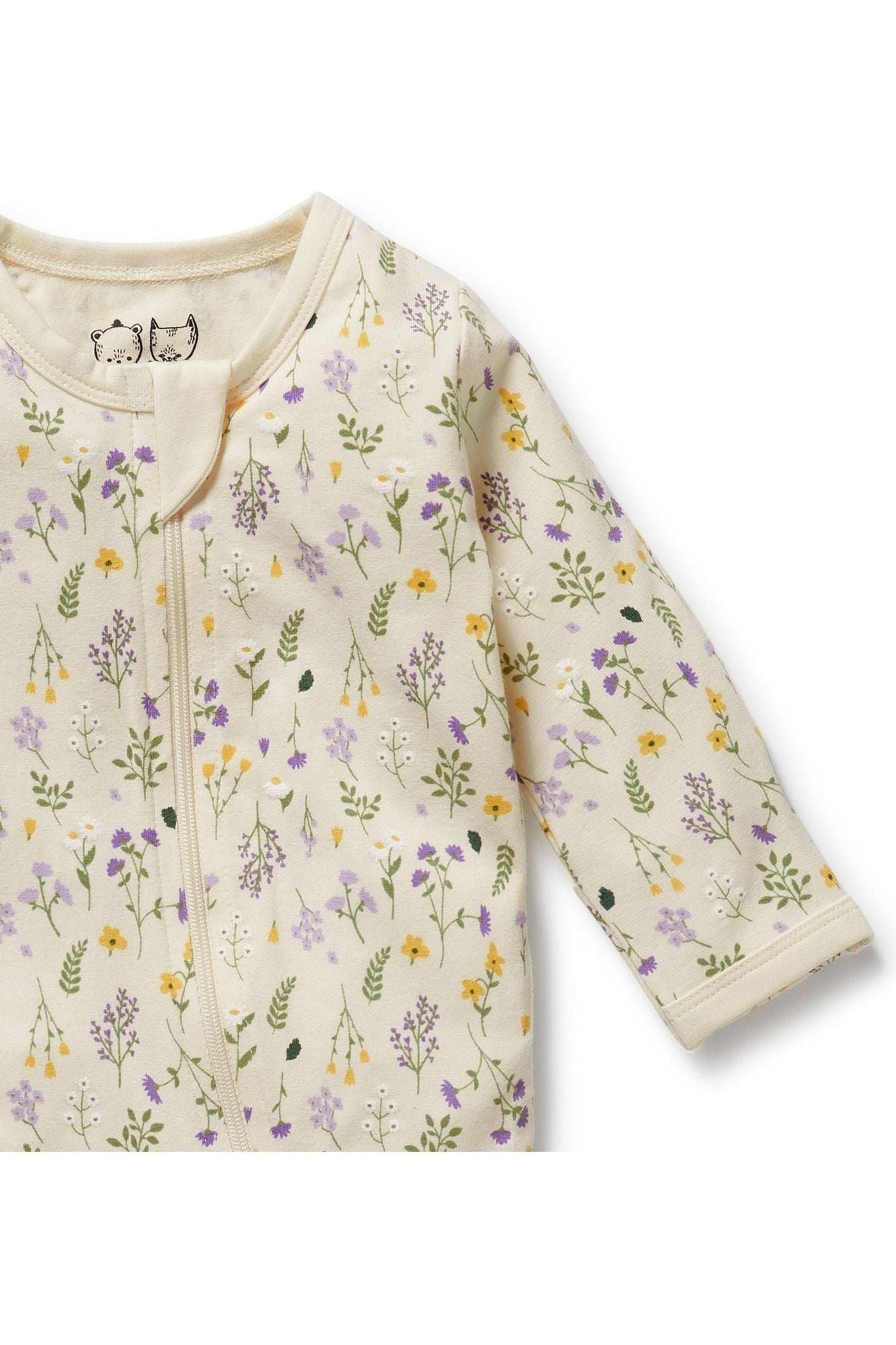 Bella Floral Organic Zipsuit with Feet