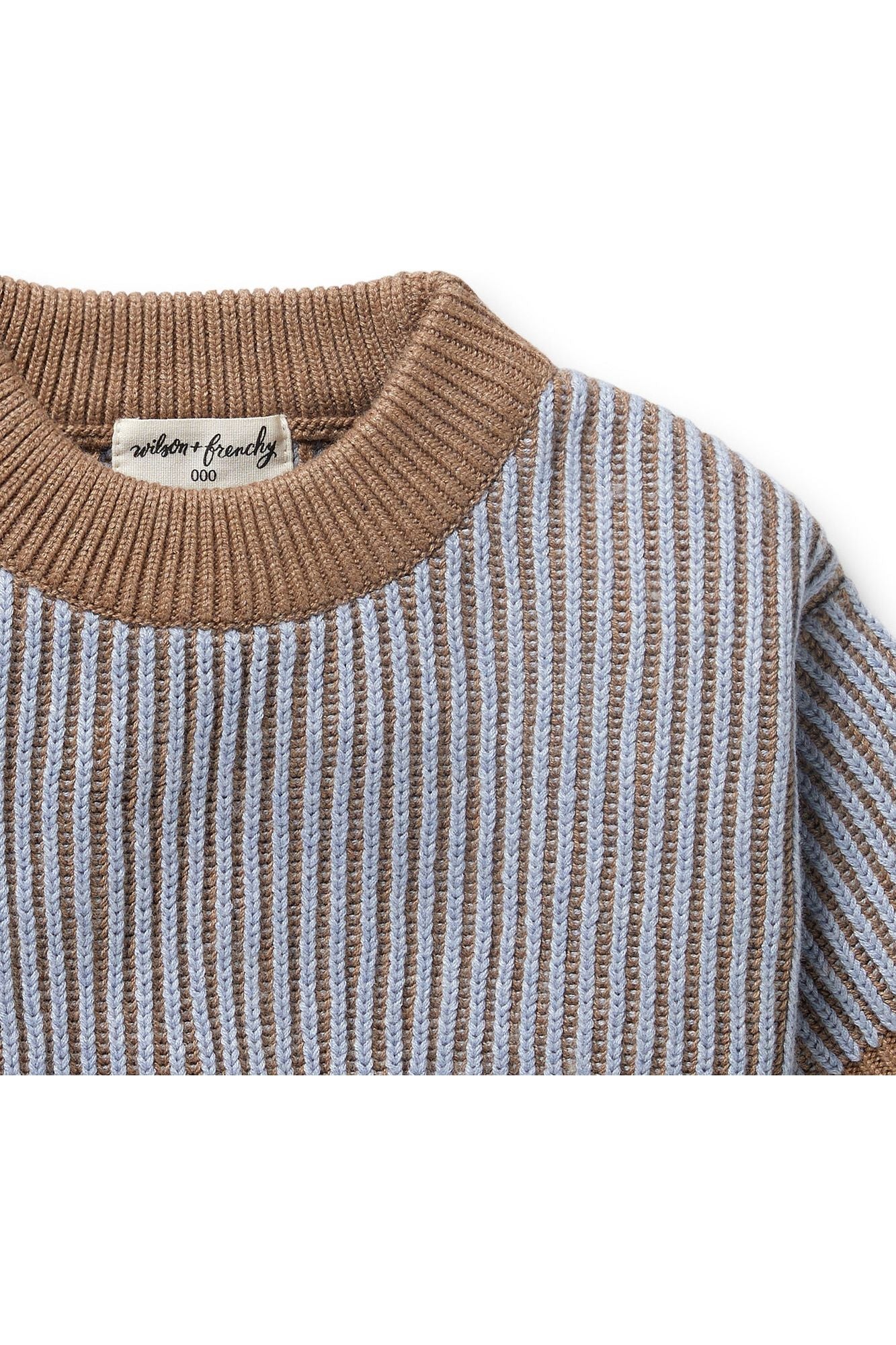 Coco Blue Speckle Organic Knitted Ribbed Jumper