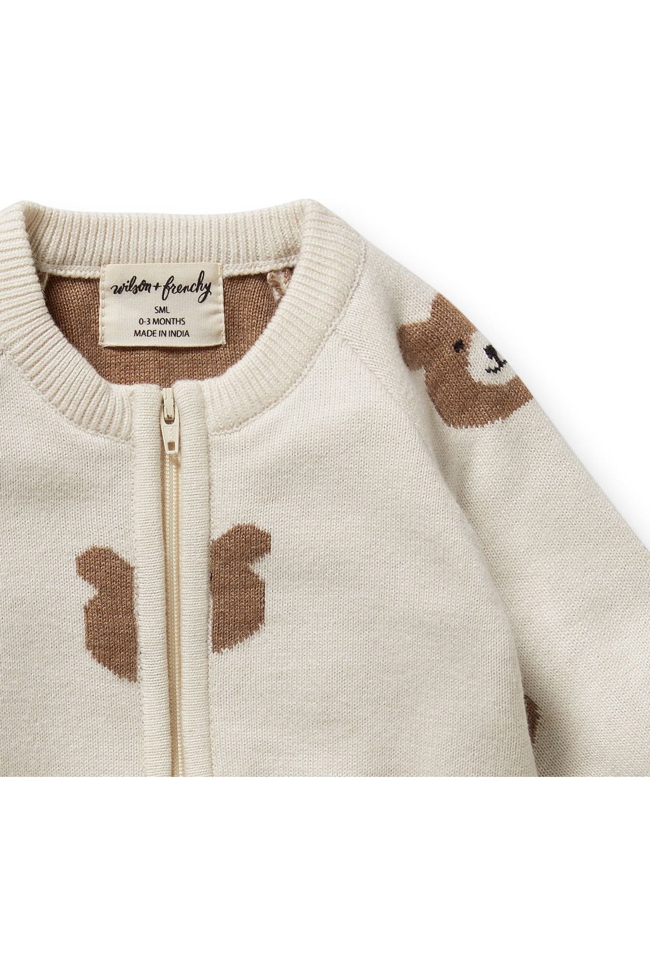 Beary Cute Organic Knitted Jacquard Growsuit