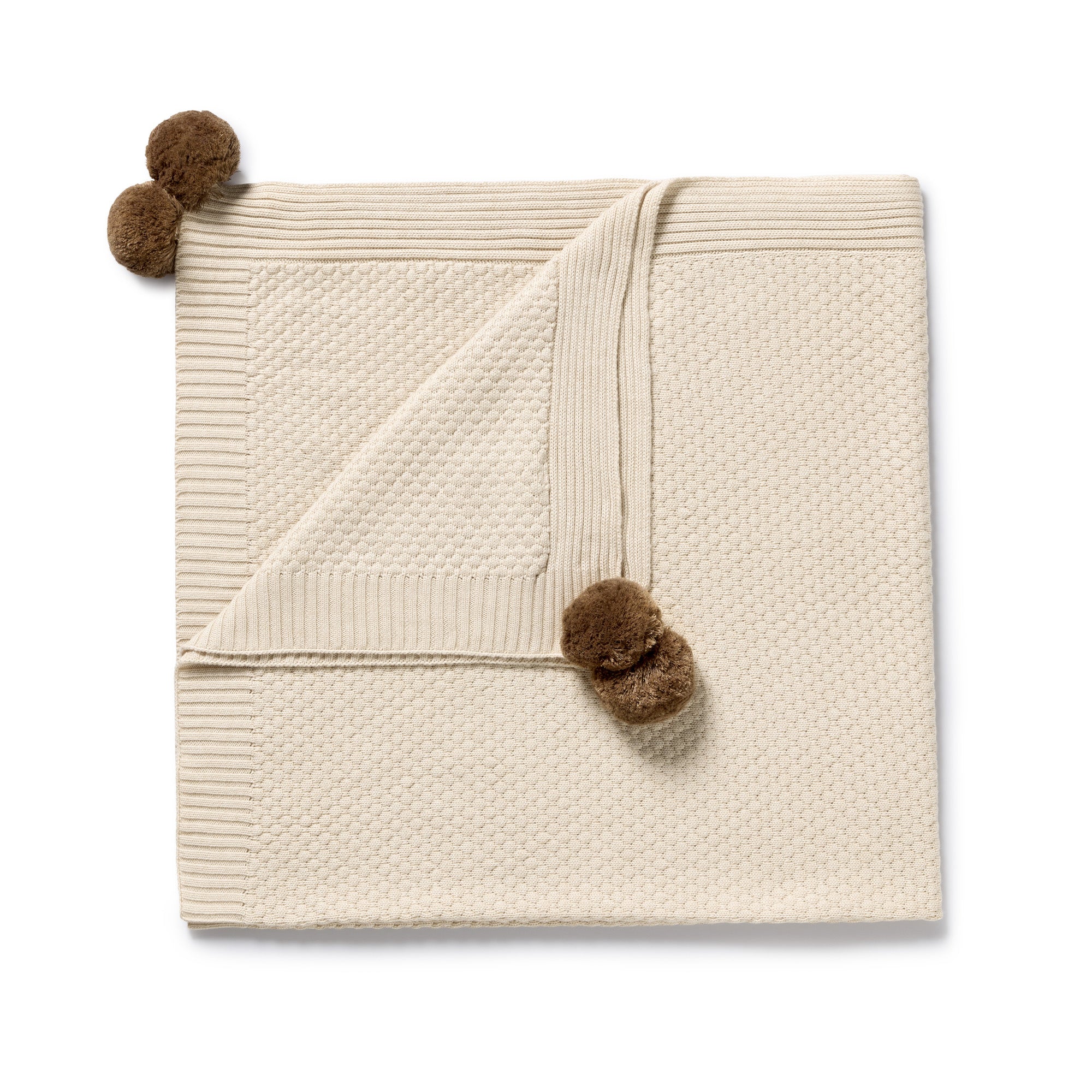 Cream Organic Knitted Bubble Blanket