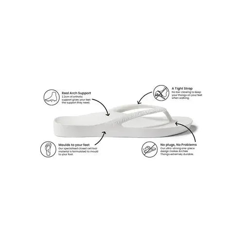 Archies Arch Support Thongs - White