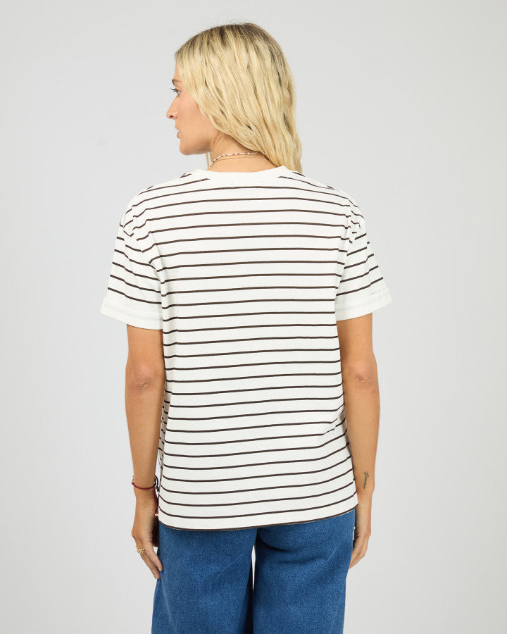 AAE WASHED STRIPE TEE - BROWN