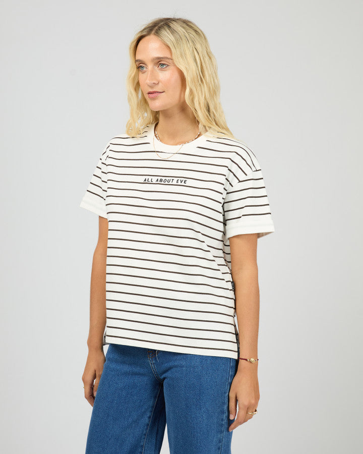 AAE WASHED STRIPE TEE - BROWN