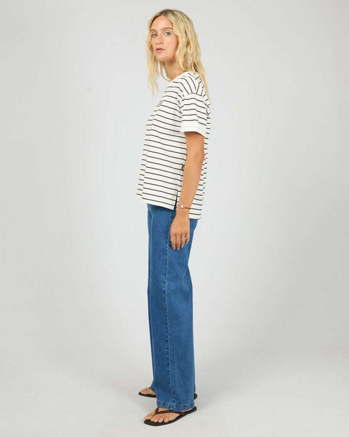 AAE WASHED STRIPE TEE - BROWN