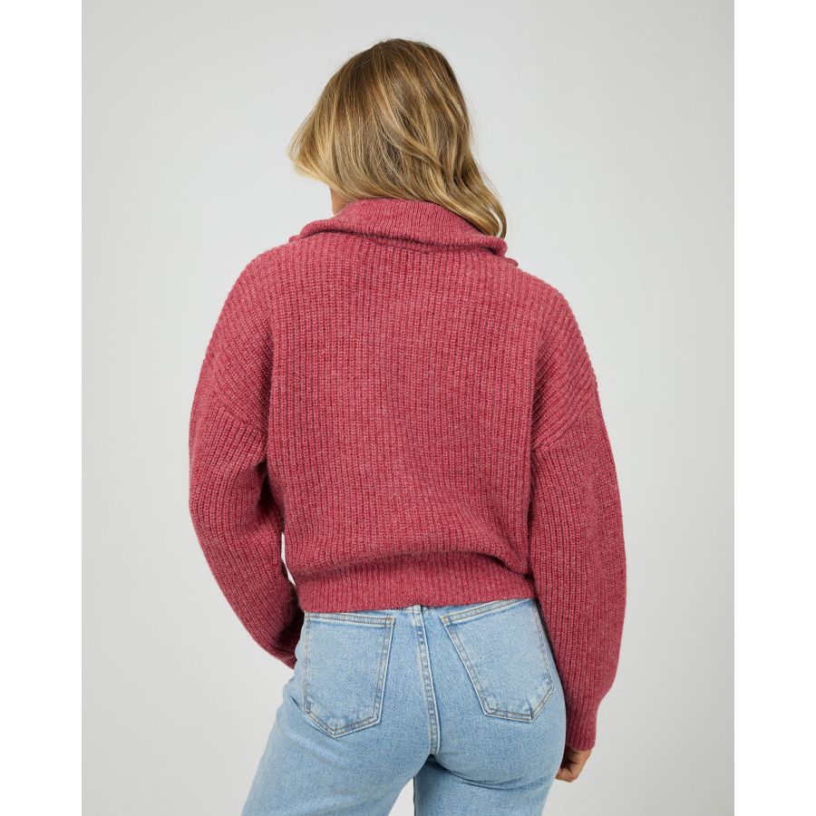 BRIDIE KNIT ZIP THRU - BERRY