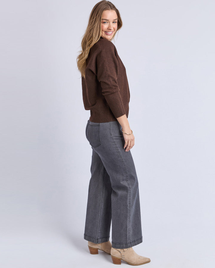 ELEA KNIT POLO - COFFEE