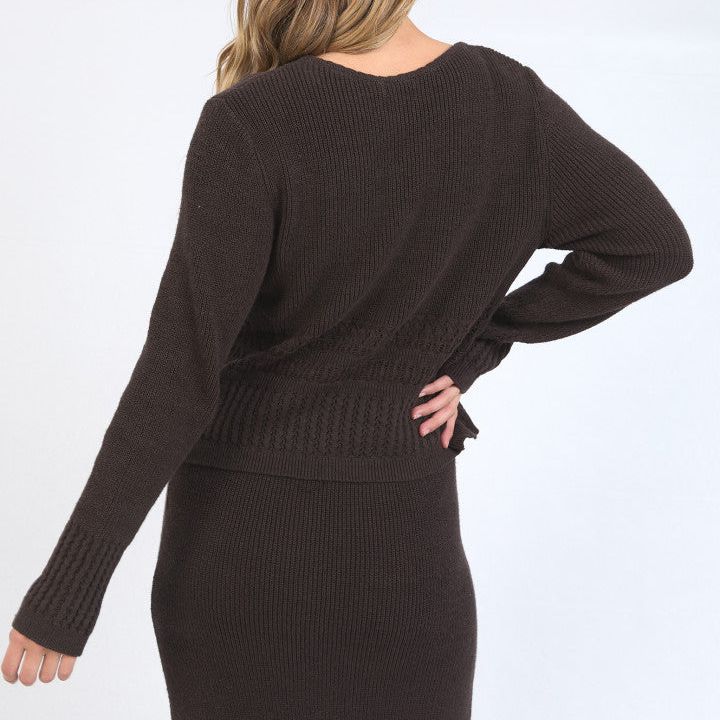 ELKA KNIT CREW - COFFEE