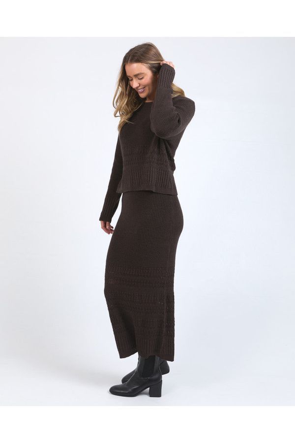 ELKA KNIT CREW - COFFEE