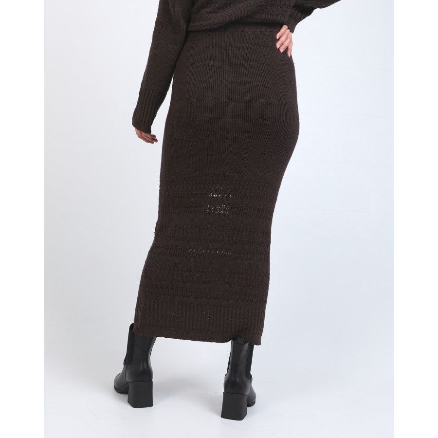 ELKA KNIT SKIRT - COFFEE