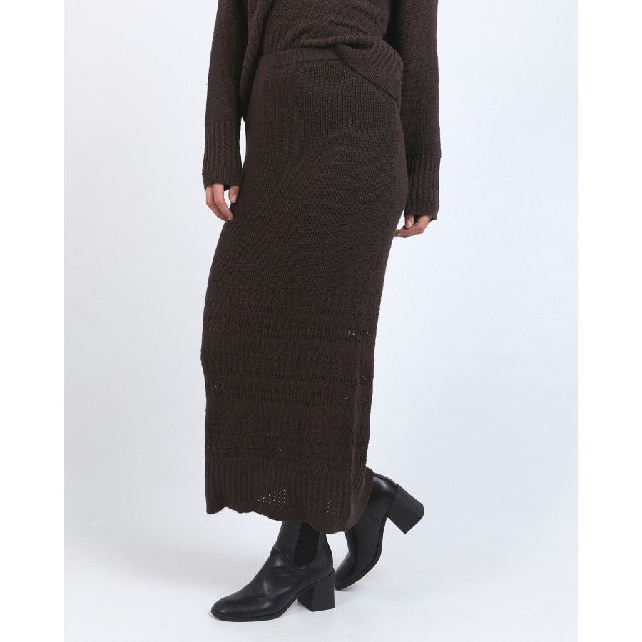 ELKA KNIT SKIRT - COFFEE