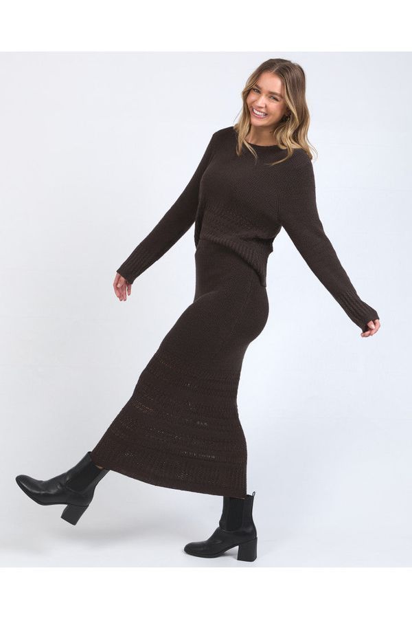 ELKA KNIT SKIRT - COFFEE