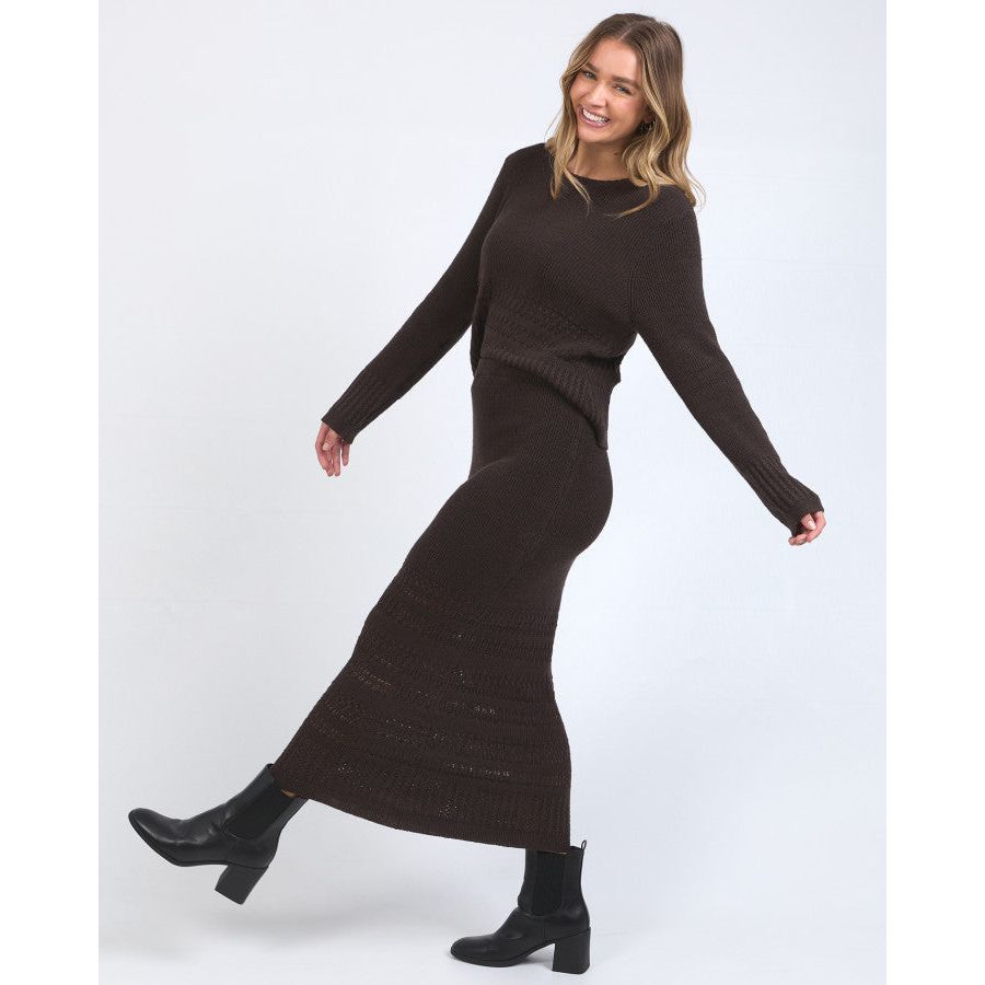 ELKA KNIT SKIRT - COFFEE