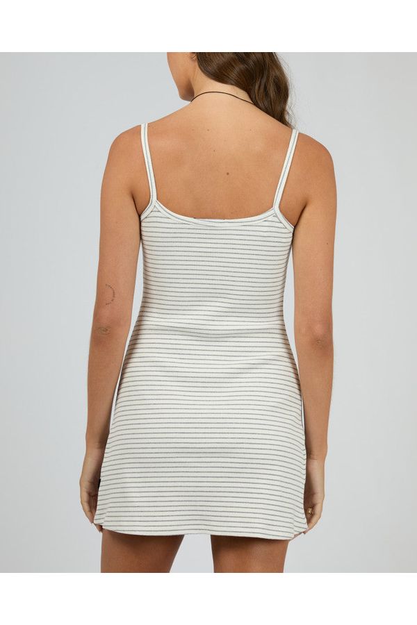 EVE RIB STRIPE MINI DRESS - GREY MARLE