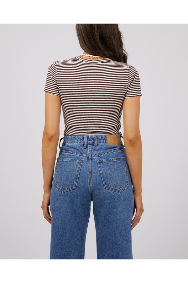 EVE RIB STRIPE TEE - BROWN