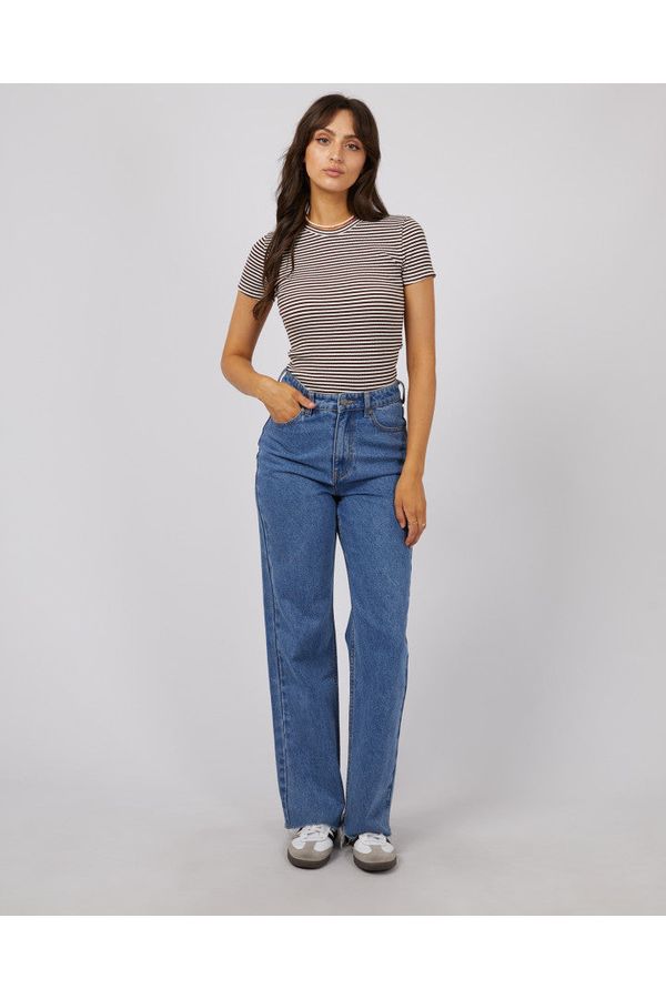 EVE RIB STRIPE TEE - BROWN