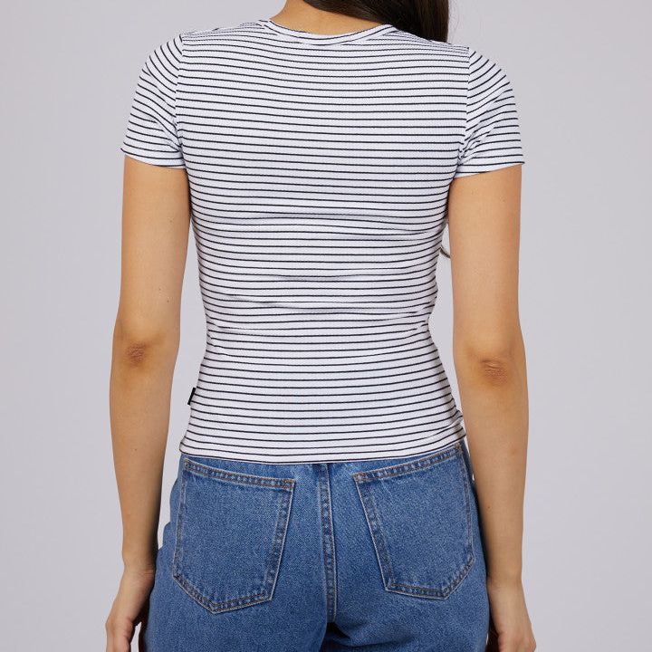 EVE RIB STRIPE TEE - WHITE