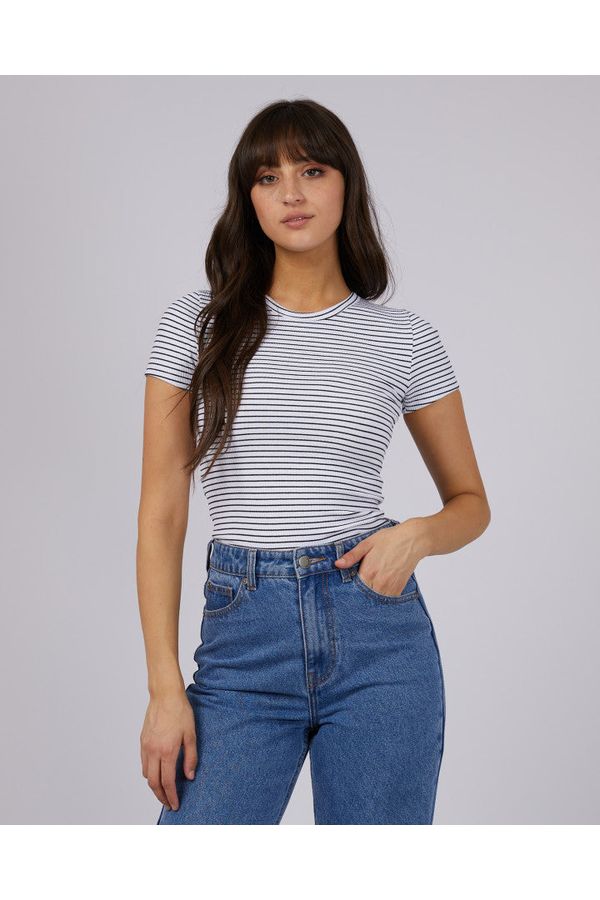 EVE RIB STRIPE TEE - WHITE