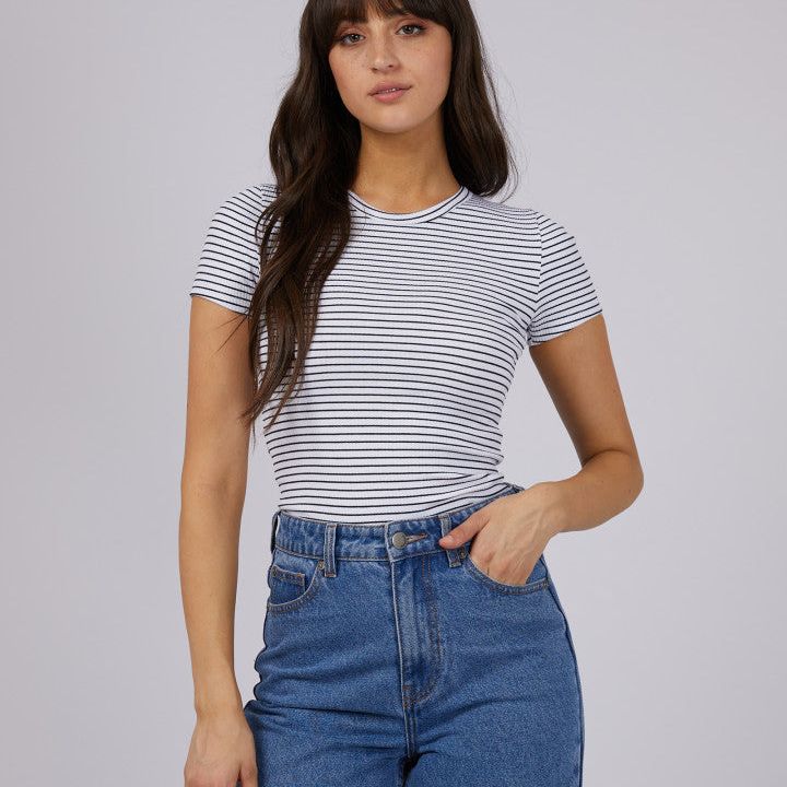 EVE RIB STRIPE TEE - WHITE