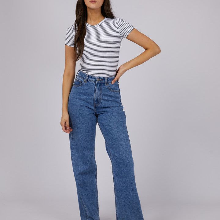 EVE RIB STRIPE TEE - WHITE