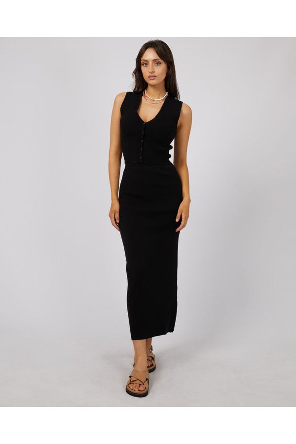HENLEY KNIT SKIRT - BLACK