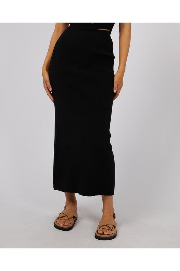 HENLEY KNIT SKIRT - BLACK