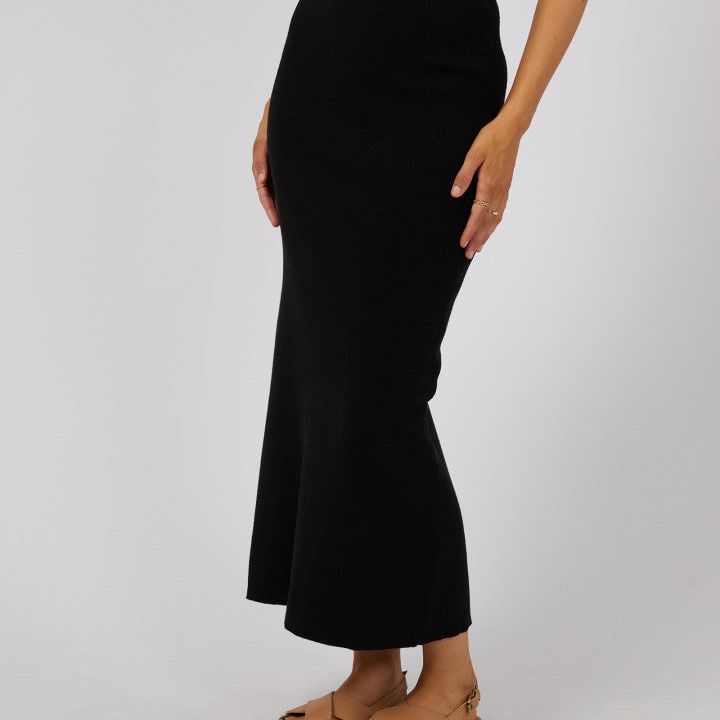 HENLEY KNIT SKIRT - BLACK