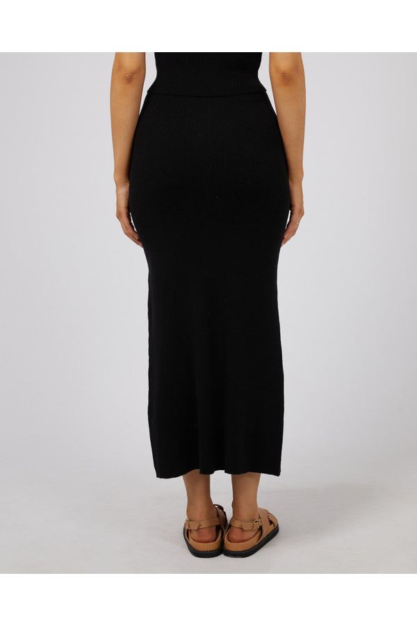 HENLEY KNIT SKIRT - BLACK