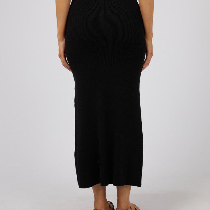 HENLEY KNIT SKIRT - BLACK