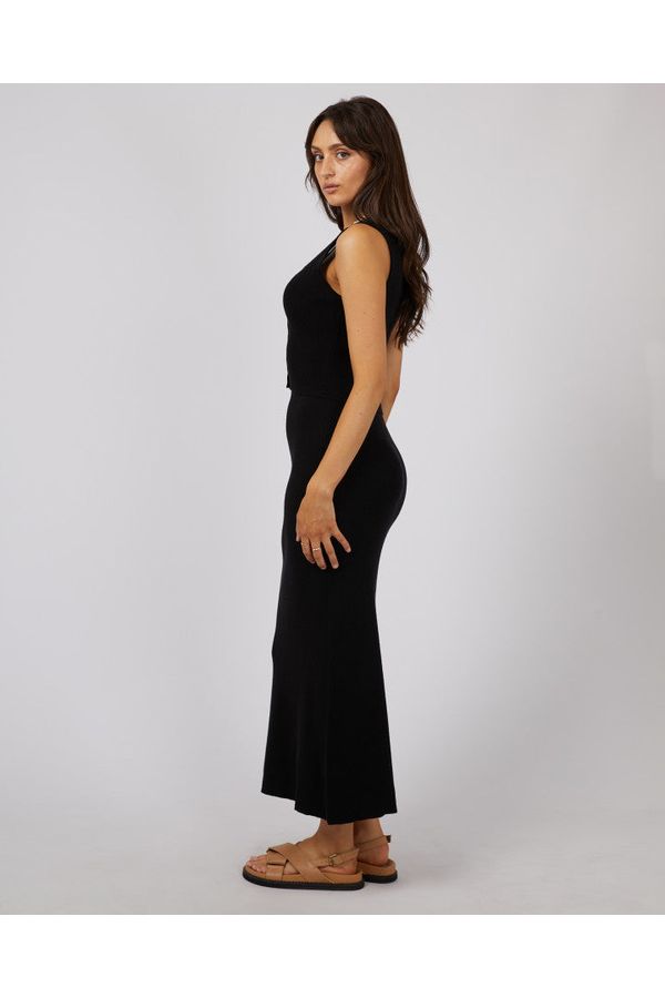 HENLEY KNIT SKIRT - BLACK