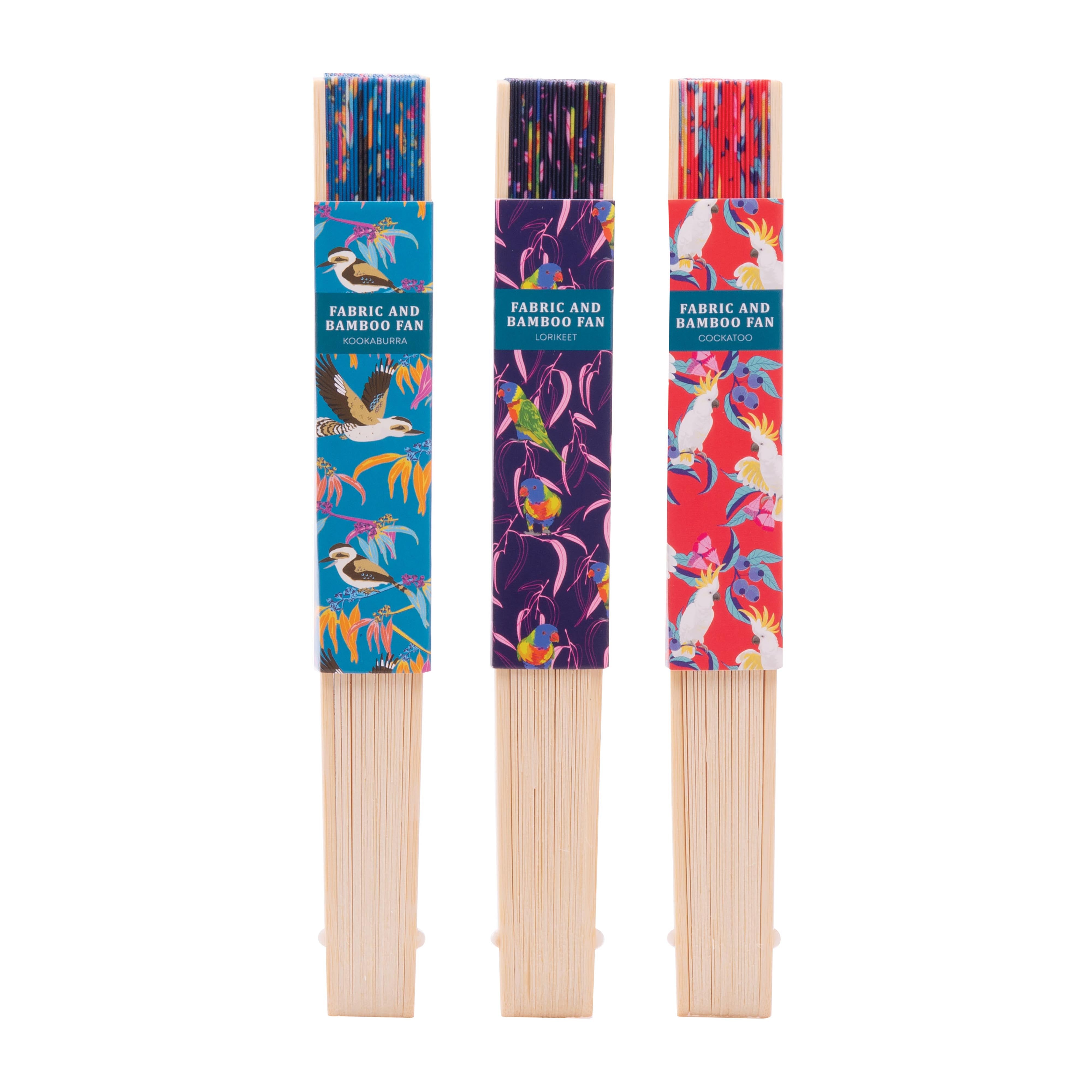 Bamboo + Fabric Fans ­- Native Birds