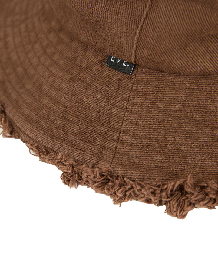 Isla Freyed Edge Bucket Hat - Brown